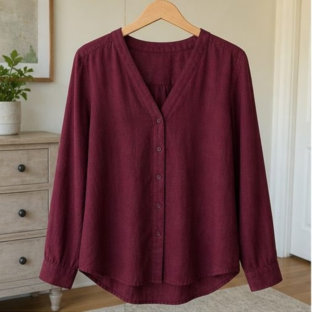 Burgundy Pleated Blouse